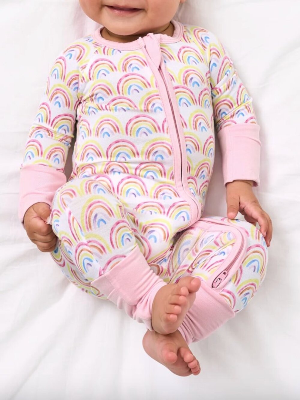 Little Sleepies Pink Rainbow 2T Baby Bamboo Sleeper Girls Soft Pajamas EUC
